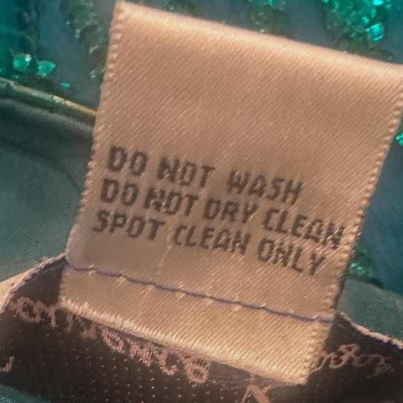 Laurence Kazar Vintage Dress Size XL Emerald Green Sequin Silk Spaghetti Straps - Picture 12 of 15